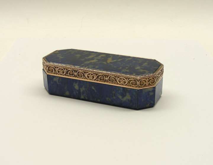 Antique Austrian gold-mounted lapis lazuli snuff box